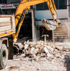 Excavator at construction site